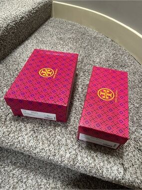 Tory Burch Pink Geometric Logo Shoe Boxes